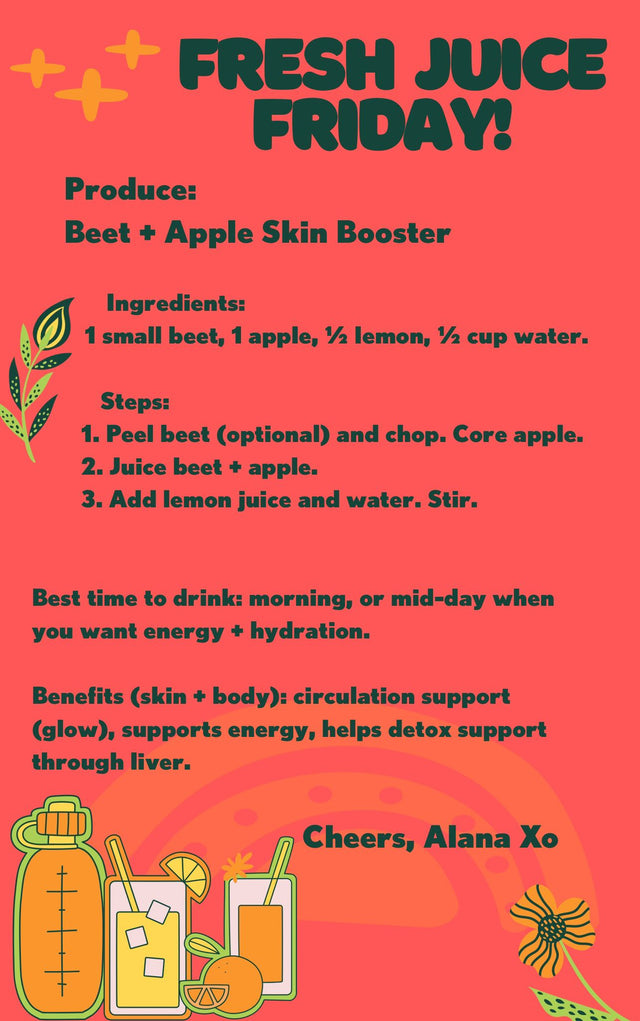 Beet and Apple Skin Booster recipe by Alana, with ingredients and steps.